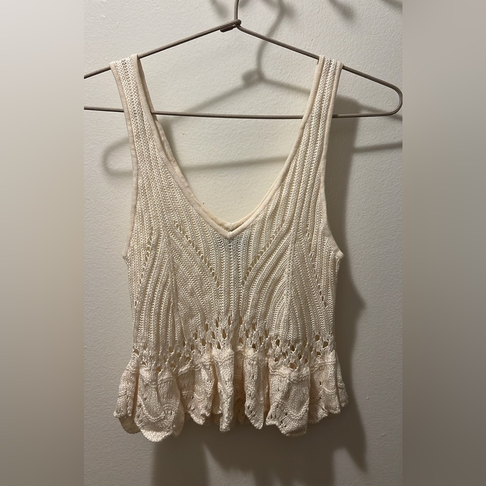 Beach Riot Cream Crochet Knit Tank Top